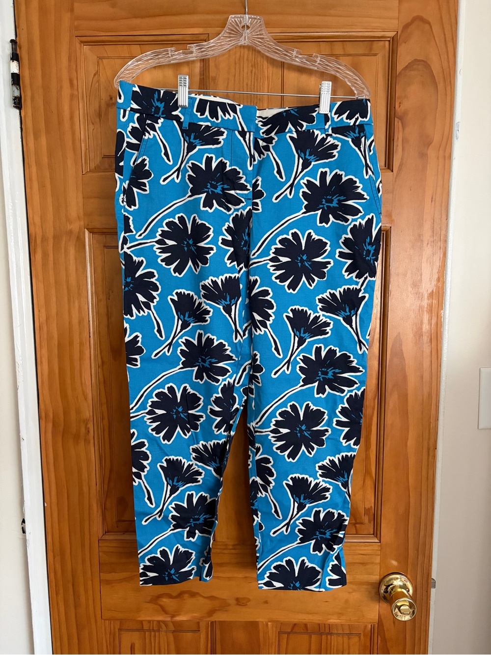J. Crew Blue Floral Print Stretch Chinos